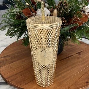 Gold Starbucks Holiday Tumbler 2022